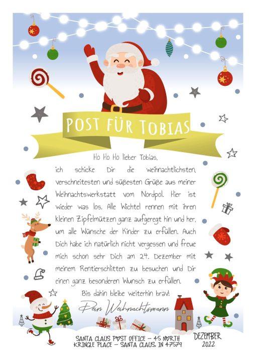 Brief Vom Weihnachtsmann Personalisiert Post Vorlage Zum Ausdrucken Chalkboard Meilensteintafel Weihnachten Gelb