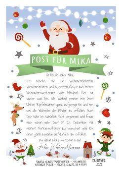 Brief Vom Weihnachtsmann Personalisiert Post Vorlage Zum Ausdrucken Chalkboard Meilensteintafel Weihnachten Grün