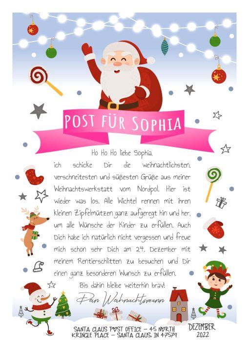 Brief Vom Weihnachtsmann Personalisiert Post Vorlage Zum Ausdrucken Chalkboard Meilensteintafel Weihnachten Pink