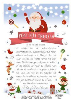 Brief Vom Weihnachtsmann Personalisiert Post Vorlage Zum Ausdrucken Chalkboard Meilensteintafel Weihnachten Rot