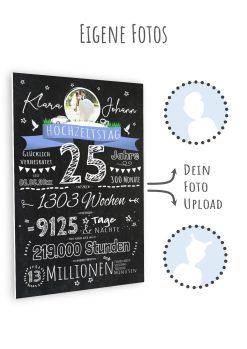 Meilensteintafel Chalkboard Geschenk 25. Hochzeitstag Silberhochzeit Personalisiert Retro Eleganz Foto 111