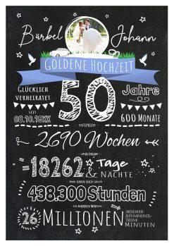 Meilensteintafel Chalkboard Geschenk 50. Hochzeitstag Goldene Hochzeit Personalisiert Retro Eleganz Foto