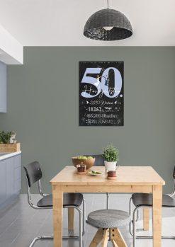 Meilensteintafel Chalkboard Geschenk 50. Hochzeitstag Goldene Hochzeit Personalisiert Retro Lovely Blue 102