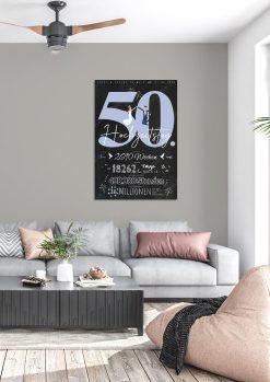 Meilensteintafel Chalkboard Geschenk 50. Hochzeitstag Goldene Hochzeit Personalisiert Retro Lovely Blue 103