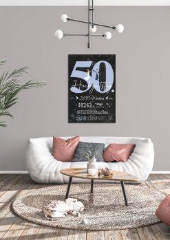 Meilensteintafel Chalkboard Geschenk 50. Hochzeitstag Goldene Hochzeit Personalisiert Retro Lovely Blue 104