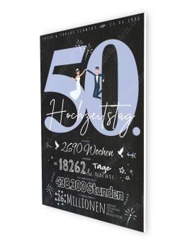 Meilensteintafel Chalkboard Geschenk 50. Hochzeitstag Goldene Hochzeit Personalisiert Retro Lovely Blue 107