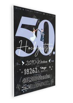 Meilensteintafel Chalkboard Geschenk 50. Hochzeitstag Goldene Hochzeit Personalisiert Retro Lovely Blue 108