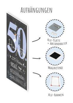 Meilensteintafel Chalkboard Geschenk 50. Hochzeitstag Goldene Hochzeit Personalisiert Retro Lovely Blue 110