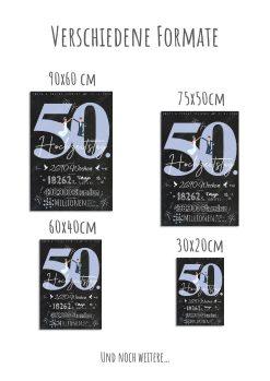 Meilensteintafel Chalkboard Geschenk 50. Hochzeitstag Goldene Hochzeit Personalisiert Retro Lovely Blue 112