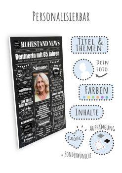 Meilensteintafel Chalkboard Ruhestand Rente Geschenk Zeitung Personalisiert Kreidetafel Abschiedsgeschenk Frau Mann7
