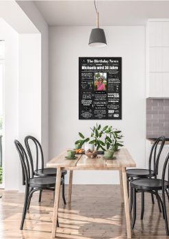 Meilensteintafel Geburtstags Zeitung 20. 30. 40. 50. 60. 70. 80. Geburtstag Geschenk Chalkboard Kreidetafel Personalisiert Zeitmaschine V2 Frau02
