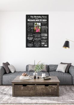 Meilensteintafel Geburtstags Zeitung 20. 30. 40. 50. 60. 70. 80. Geburtstag Geschenk Chalkboard Kreidetafel Personalisiert Zeitmaschine V2 Frau03