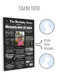 Meilensteintafel Geburtstags Zeitung 20. 30. 40. 50. 60. 70. 80. Geburtstag Geschenk Chalkboard Kreidetafel Personalisiert Zeitmaschine V2 Frau08