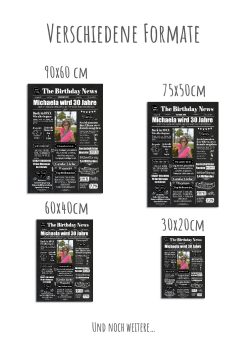 Meilensteintafel Geburtstags Zeitung 20. 30. 40. 50. 60. 70. 80. Geburtstag Geschenk Chalkboard Kreidetafel Personalisiert Zeitmaschine V2 Frau09