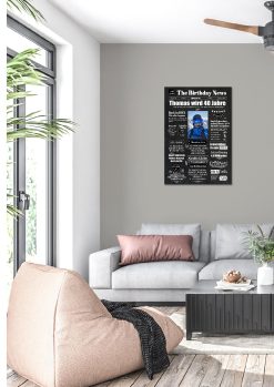 Meilensteintafel Geburtstags Zeitung 20. 30. 40. 50. 60. 70. 80. Geburtstag Geschenk Chalkboard Kreidetafel Personalisiert Zeitmaschine V2 Mann1