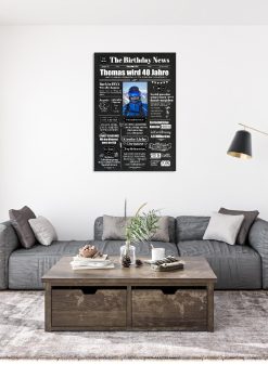 Meilensteintafel Geburtstags Zeitung 20. 30. 40. 50. 60. 70. 80. Geburtstag Geschenk Chalkboard Kreidetafel Personalisiert Zeitmaschine V2 Mann3