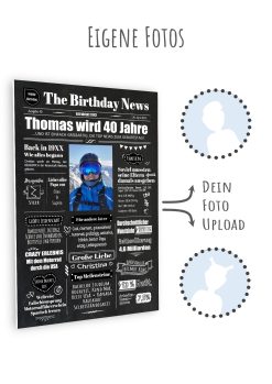 Meilensteintafel Geburtstags Zeitung 20. 30. 40. 50. 60. 70. 80. Geburtstag Geschenk Chalkboard Kreidetafel Personalisiert Zeitmaschine V2 Mann8