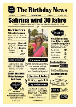 Meilensteintafel Geburtstagszeitung 20. 30. 40. 50. 60. 70. 80. Geburtstag Geschenk Zeitung Back In 19xx 20xx Chalkboard Personalisiert Zeitmaschine V1 Frau