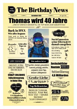Meilensteintafel Geburtstagszeitung 20. 30. 40. 50. 60. 70. 80. Geburtstag Geschenk Zeitung Back In 19xx 20xx Chalkboard Personalisiert Zeitmaschine V1 Mann