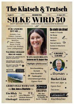 Meilensteintafel Geburtstagszeitung Geschenk 50. Geburtstag Klatsch Und Tratsch Jahrgangsposter Foto Magazin Personalisiert Frau