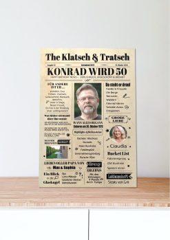 Meilensteintafel Geburtstagszeitung Geschenk 50. Geburtstag Klatsch Und Tratsch Jahrgangsposter Foto Personalisiert Mann Frau06