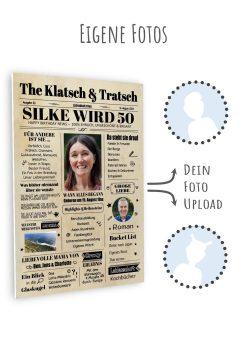 Meilensteintafel Geburtstagszeitung Geschenk 50. Geburtstag Klatsch Und Tratsch Jahrgangsposter Foto Personalisiert Mann Frau11