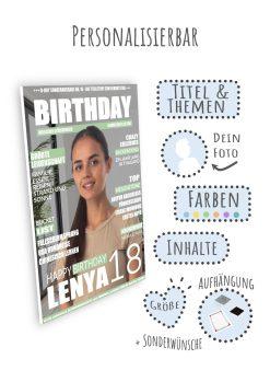 Meilensteintafel Geschenk 18. Geburtstag Magazin Zeitschrift Zeitung Frau Mann Personalisiert No. 106