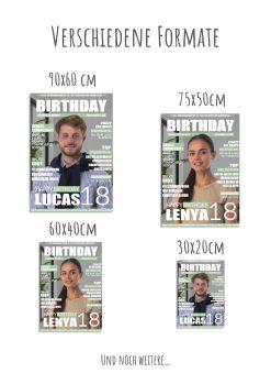 Meilensteintafel Geschenk 18. Geburtstag Magazin Zeitschrift Zeitung Frau Mann Personalisiert No. 109