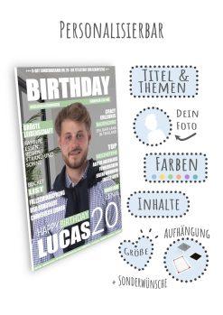 Meilensteintafel Geschenk 20. Geburtstag Magazin Zeitschrift Zeitung Frau Mann Personalisiert No. 109