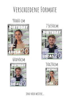 Meilensteintafel Geschenk 20. Geburtstag Magazin Zeitschrift Zeitung Frau Mann Personalisiert No. 112