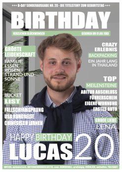 Meilensteintafel Geschenk 20. Geburtstag Magazin Zeitschrift Zeitung Mann Personalisiert No. 1