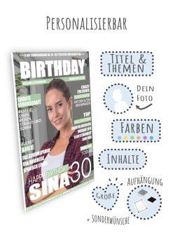 Meilensteintafel Geschenk 30. Geburtstag Magazin Zeitschrift Zeitung Frau Mann Personalisiert No. 109