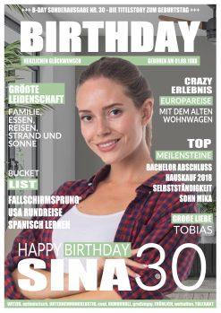 Meilensteintafel Geschenk 30. Geburtstag Magazin Zeitschrift Zeitung Frau Personalisiert No. 1