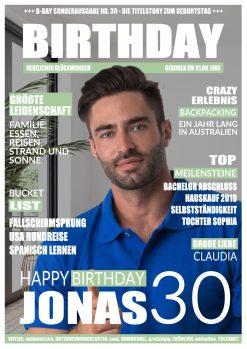 Meilensteintafel Geschenk 30. Geburtstag Magazin Zeitschrift Zeitung Mann Personalisiert No. 1