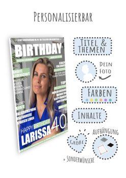 Meilensteintafel Geschenk 40. Geburtstag Magazin Zeitschrift Zeitung Frau Mann Personalisiert No. 109