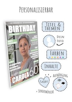Meilensteintafel Geschenk 60. Geburtstag Magazin Zeitschrift Zeitung Mann Frau Personalisiert No. 105