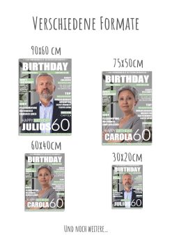 Meilensteintafel Geschenk 60. Geburtstag Magazin Zeitschrift Zeitung Mann Frau Personalisiert No. 108