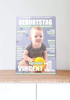 Meilensteintafel Geschenk Baby Kind 1. 2. 3. Geburtstag Magazin Zeitschrift Zeitung No. 1 Junge Mädchen Personalisiert05