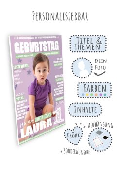 Meilensteintafel Geschenk Baby Kind 1. 2. 3. Geburtstag Magazin Zeitschrift Zeitung No. 1 Junge Mädchen Personalisiert08