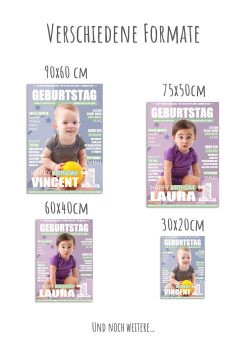 Meilensteintafel Geschenk Baby Kind 1. 2. 3. Geburtstag Magazin Zeitschrift Zeitung No. 1 Junge Mädchen Personalisiert11