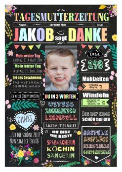 Meilensteintafel Geschenk Tagesmutter Abschied Personalisiert Zeitung Chalkboard Danke 2