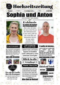 Meilensteintafel Hochzeitszeitung Personalisiert Geschenk Hochzeit Magazin Brautpaar Gold Sparkle