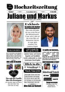 Meilensteintafel Hochzeitszeitung Personalisiert Geschenk Hochzeit Magazin Brautpaar Klassisch White