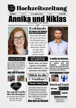 Meilensteintafel Hochzeitszeitung Personalisiert Geschenk Hochzeit Magazin Brautpaar Wedding Grey