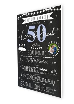 Meilensteintafel Chalkboard Geschenk 50. Hochzeitstag Goldene Hochzeit Personalisiert 1zigartig 107