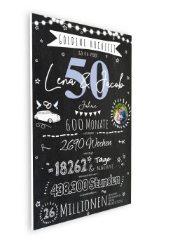Meilensteintafel Chalkboard Geschenk 50. Hochzeitstag Goldene Hochzeit Personalisiert 1zigartig 108
