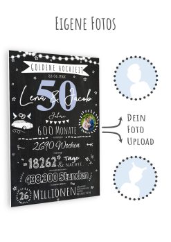 Meilensteintafel Chalkboard Geschenk 50. Hochzeitstag Goldene Hochzeit Personalisiert 1zigartig 111