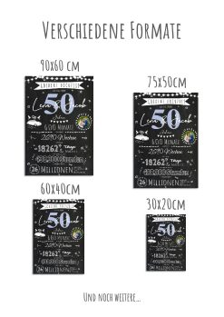 Meilensteintafel Chalkboard Geschenk 50. Hochzeitstag Goldene Hochzeit Personalisiert 1zigartig 112