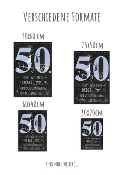 Meilensteintafel Chalkboard Geschenk 50. Hochzeitstag Goldene Hochzeit Personalisiert Retro Classic 011