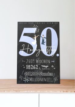 Meilensteintafel Chalkboard Geschenk 50. Hochzeitstag Goldene Hochzeit Personalisiert Retro Classic 106